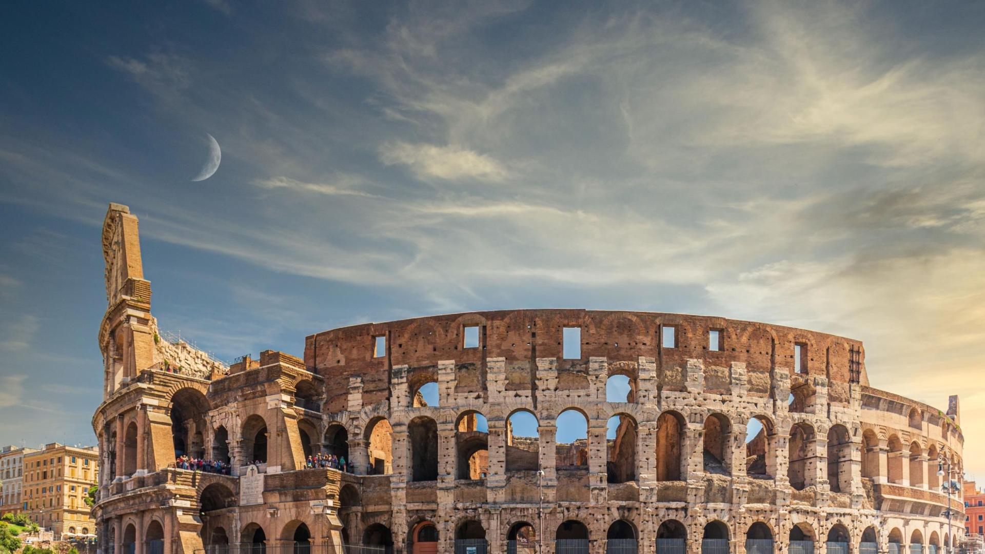 A római Colosseum, egy ikonikus ősi amfiteátrum.