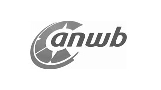 ANWB-logo met een cirkelvormig ontwerp en gestileerde letters.